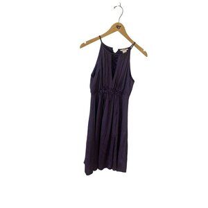 Esley Women's Purple Key Hole Beaded Center Sleeveless Dress - Small